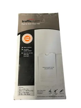 Trafficmaster 656380684202 Gray Linear Tile 4 Mil Peel And Stick Vinyl Flooring 30 Sq. Ft./case Trafficmaster 656380684202 Gray Linear Tile 4 Mil Peel And Stick Vinyl Flooring 30 Sq. Ft./case