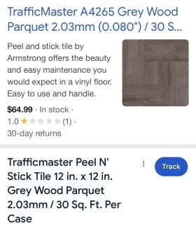 A4265 Trafficmaster Grey Wood Parquet 12 Inch X Tile 81 Boxes 2430sqft