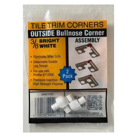Trimmaster 0c8712bw2 2 Pack Bullnose Outside Corner Tile Edging Trim White 3/8 Inch