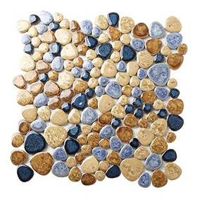 Tst Mosaic Tiles 049500193379 Glazed Ceramic Pebble Porcelain Tile Swimming Pool Bath 5 Sheets Blue
