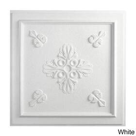 Udecor 095225876752 Veranda Ceiling Tile 10 Tiles White 24 X