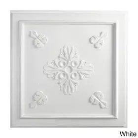 Udecor 095225876752 Veranda Ceiling Tile 10 Tiles White 24 X