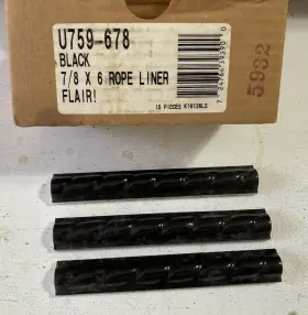 U759-678 United States Tile Co 15 Co. Black Ceramic Rope Liner 7/8 X 6 Glossy 759-678 Trim