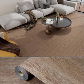 Uooar Ua-jc03 Tan Peel Stick Floor Tiles 15.7x118 Inch Thicken Wood Grain Vinyl Roll Bedrm