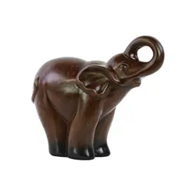 Utc28300 Urban Trends 28300 Ceramic Trumpeting Standing Elephant Figurine Glaze Finish Espresso Bro