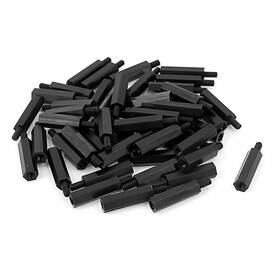 Uxcell 15060200 A15060200ux0459 M3 20 6mm Male Female Thread Nylon Hex Standoff Black
