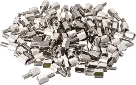 18091400 Uxcell 4#-40 6 6mm F/m Brass Hex Standoff Spacer Silver Tone