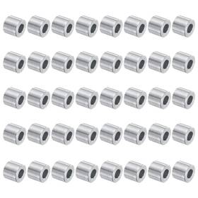 Uxcell A24041100ux0414 40pcs Aluminum Spacer 5mm Bore X 10mm Od 9mm Length Silver Tone