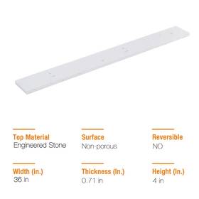 Vanityfair 720073409875 36 Inch White Egineered Stone Backsplash For
