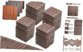 Vernillafan1157 Vernilla Pcs 12 Inch X12 Plastic Interlocking Deck Tiles Outdoor All 12ftft Square 36 Coffee