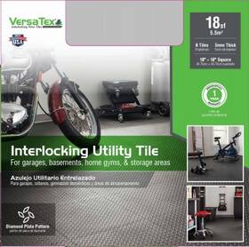 Versatex 11d-532-18x18r8 Interlocking Utility Garage Floor Tiles Diamond Plate Pattern Black 18x18 Inch 8