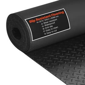 Vevor 197988173373 Garage Floor Roll 4x20 Ft 3mm Rubber Diamond Plate Flooring Mat Non-slip Black