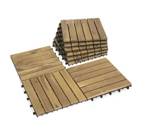 Dt6sc528a Victory Relax Acacia Wood Decking Tiles 9pcs - Easy Snap Interlocking Deck For Patio Poo