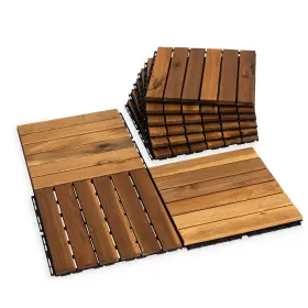 Dt6svr511a Victory Relax Acacia Wood Flooring Interlocking Deck Tiles For Patio Decor 9 Pcs 6 Slats Vr