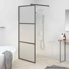 151877 Vidaxl Walk-in Shower Enclosure Bathroom Wall Panel Frosted Esg Glass Black