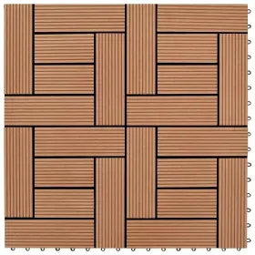 X11.8 Vidaxl 41550 Brown 11 Pcs 11.8 Inch Decking Tiles Wpc Ft