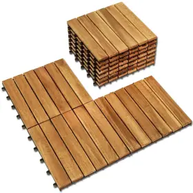 Vn84wood 737214793199 Solid Wood Interlocking Flooring Tiles Pack Of 10 12 Inch X Acacia Deck T