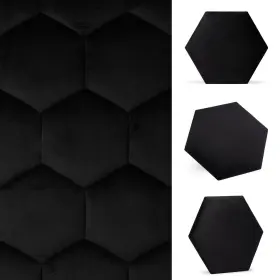 Wall Supply 850028791257 Black Hexagon Velvet Panels - Plush Textile Covering For Feature