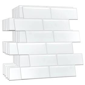 Walplus 056451949912 20 Pcs Pure White Mosaic 3d Tile Sticker 12 Inch X 6
