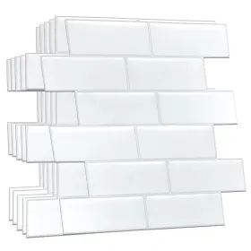 Walplus 056451949912 20 Pcs Pure White Mosaic 3d Tile Sticker 12 Inch X 6