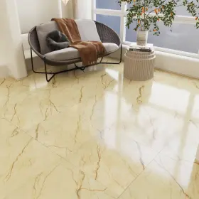 Westick 750081901504 Peel And Stick Waterproof Floor Tile Yellow Marble Tiles Bathroom Flooring