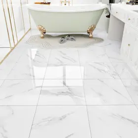 B08qv6mdh6 Westick White Marble Peel And Stick Bathroom Floor Tile Self Adhesive Vinyl