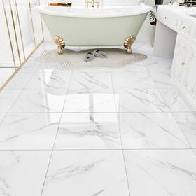 Westick B08qvgbqyl White Marble Peel And Stick Floor Tile Bathroom Waterproof Floori