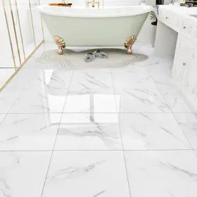 B08qvgbqyl Westick White Marble Peel And Stick Floor Tile Bathroom Waterproof Floori
