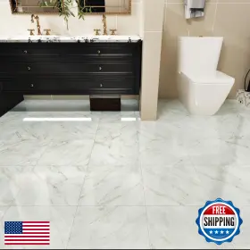 B08r1dk4r1 Westick 20 Pcs Bathroom Marble Floor Tiles Peel And Stick Waterproof 12 Inch X S