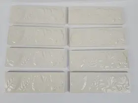 09978 Westminster Ceramic Tile Inch Leaf Liner 2x6 Sl11 Bisquit Box Of 8 Tiles
