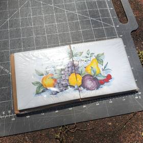 Westminster 24005d9 3 Vintage 2 Pc Ceramic Art Tile Mural Fruits Still Life New Sealed