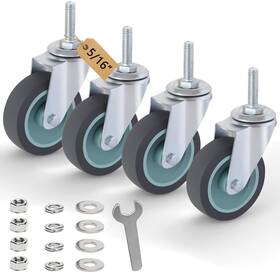 Wieyunn Tpr-5/16 Caster Wheels 3 Inch Set Of 4 Heavy Duty Threaded Stem Casters 5/16 -18 X 1-1
