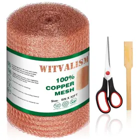 Witvalism 313115751744 Copper Mesh Rodent Control 5in X 32ft Wool For Hole Blocking