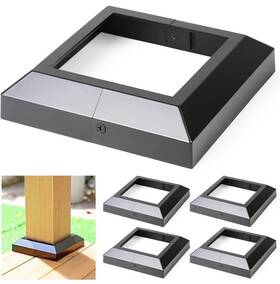 Wocepu Wppc-5.5-b4 4 Pack 5.5 Inch X5.5 Aluminum Deck Post Base Cover Skirt Black Split Design