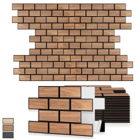 Ws-acbw16-16pbrkwnt Woven Sound Brick Acoustic Wall Panels 16 Pack 16x12 Inch Wood Veneer Carved Proo