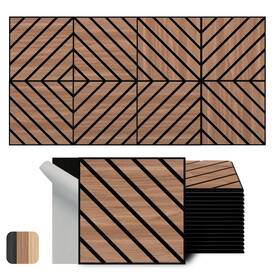 Woven Sound Ws-acpcs12-16ptwpwnt Artisan Acoustic Wall Panels 16 Pack 12x12 Inch Pvc Wood Grain Carved Sound