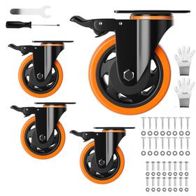 Wozeseik Hdo3inp 3 Inch Casters Set Of 4 Heavy Duty Caster Wheels With Safety Dual Locking S