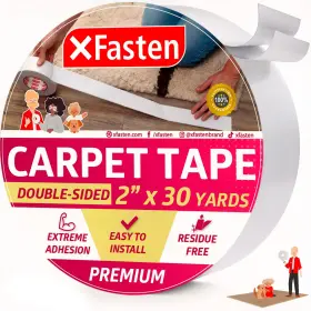 Xfasten 712492609448 Double Sided Carpet Tape For Area Rugs 2 Inch X 30 Yards Residue-free