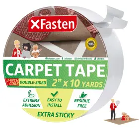 Esct2103c1p Xfasten Extra Sticky Carpet Tape - 2 Inch X 10 Yards Indoor Outdoor Rug Hardwood Flo