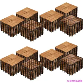 Xmsj 313018027076 108pcs Hardwood Interlocking Patio Deck Tiles Acacia Waterproof Wood Flooring Ti