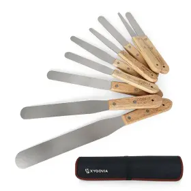Xygovia 607601331177 9-piece Caulking Spatula With Wooden Handle Professional Stainless Steel Cau