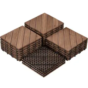 Dymq5n0001 Yaheetech Patio Interlocking Fir Wood Flooring Tiles 12 Inch X12ftft Pack Of 27-tiles