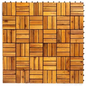 Yamazing 731525281789 12 Inch X12 Solid Wood Interlocking Flooring Tiles Pack Of 9