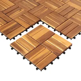Yangming 975589630259 Deck Tiles Interlocking 10 Pack Solid Wood Outdoor Flooring Waterpro