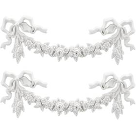 Yeqeyiq 774049090598 2 Pcs Roses And Bow Carved Appliques Onlays White Pvc For Furniture D