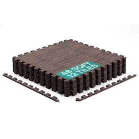 Yes4all 810073381384 24 Inches X 0.43 L. 48 Square Feet 12 Tiles - Grey Oak Wood