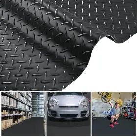 33gfm001-13-06 Yessources Garage Floor Mat Roll Diamond Anti-slip Runner Cover Trailer Pvc 13x5 Ft