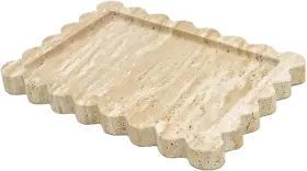 Ym-mb2450-cry Ymxyjm Genuine Travertine Scalloped Marble Tray Real Natural Stone Trays Luxur