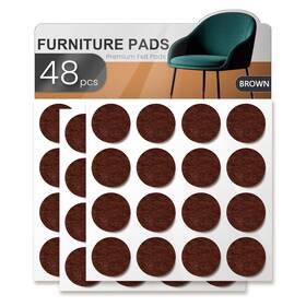 Yoessa Brown003 48 Pcs Felt Furniture Pads Chair Leg Floor Protectors Sliders For