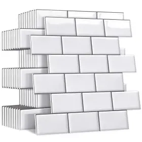 Br-thick-n1-wh-10 Yoillione Peel And Stick Backsplash For Kitchen Self Adhesive Wall Tiles